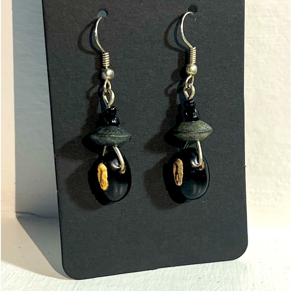 Beaded coffee bean earrings
